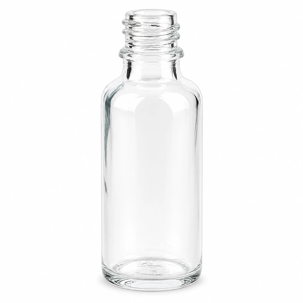 Flaske i klart glas 30 ml DIN 18 30 ml klar apoteksflaske ApoGlas lavet af glas af høj kvalitet til medicin og tinkturer