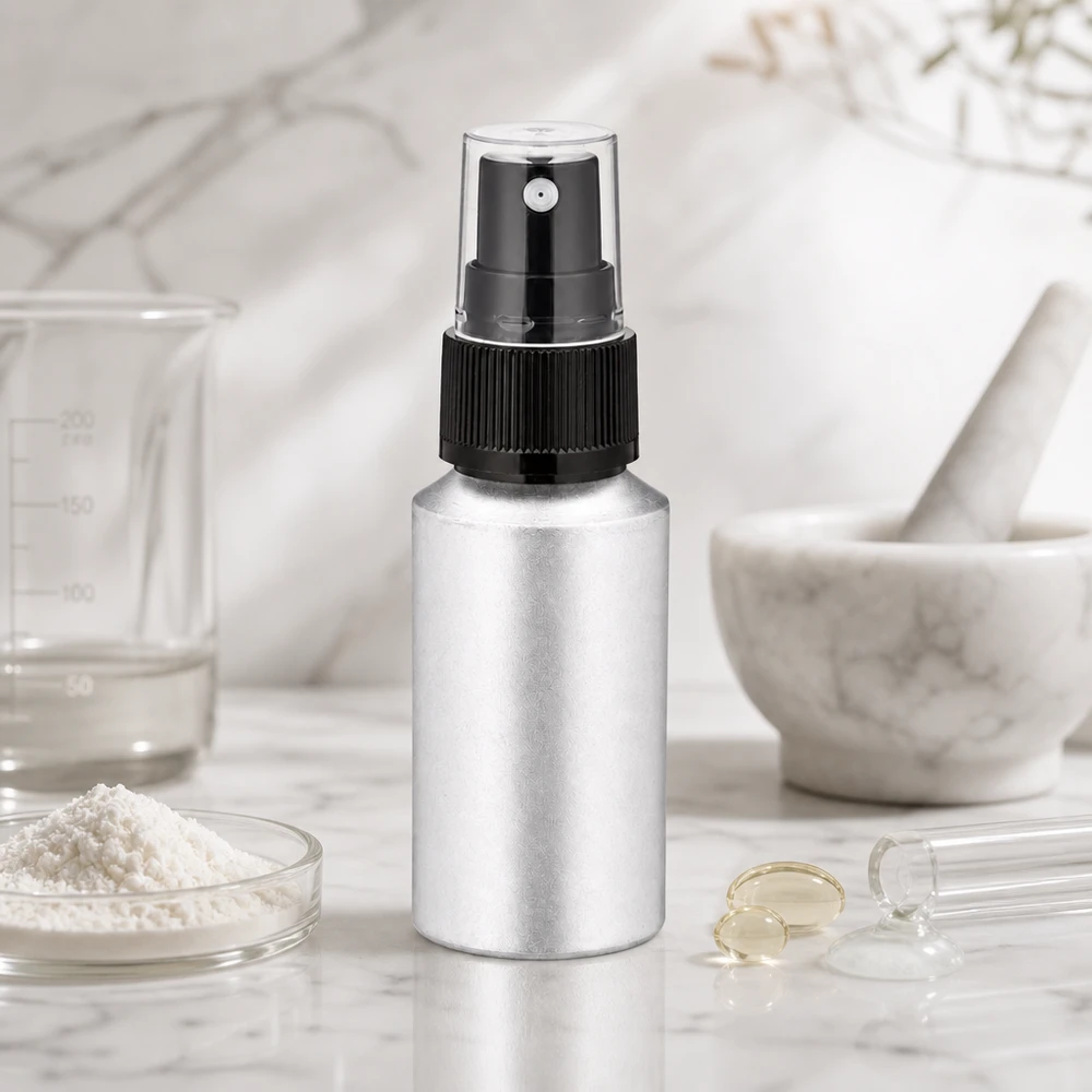 30 ml farvet aluminiumsflaske med forstøver 30 ml aluminiumsflaske af høj kvalitet med sort forstøver til DIY-kosmetik og æteriske olier