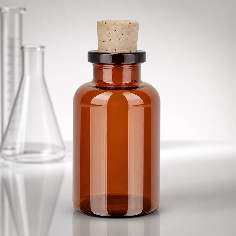 Flaske ravfarvet glas 20ml med kork 11/14mm Kleine Braunglasflasche zylindrisch 20ml mit Korken für Proben und Reagenzien