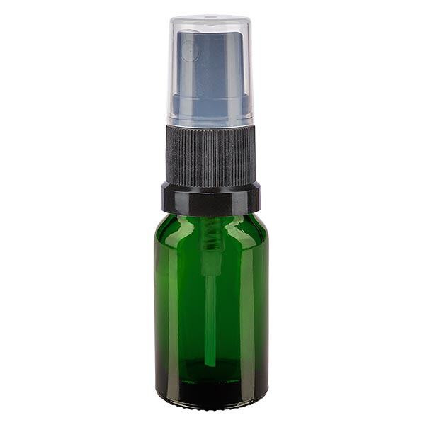 Apotekerflaske grøn 10ml spraytop sort Apotekerflaske grøn 10ml spraytop sort