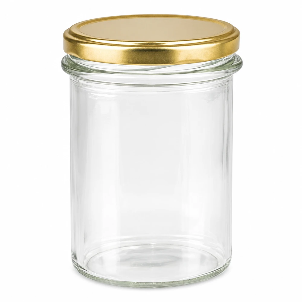230 ml Briller med BasicSeal-låg guld UNiTWIST 230 ml tom krukke med gyldent BasicSeal-låg UNiTWIST til marmelade og honning