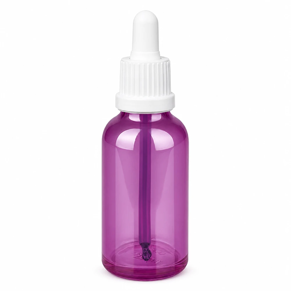 30 ml pipetteflaske hvid originalitet skruelåg PurpleLine UT18/30 30 ml pipetteflaske violet transparent med hvid hætte til præcis dosering