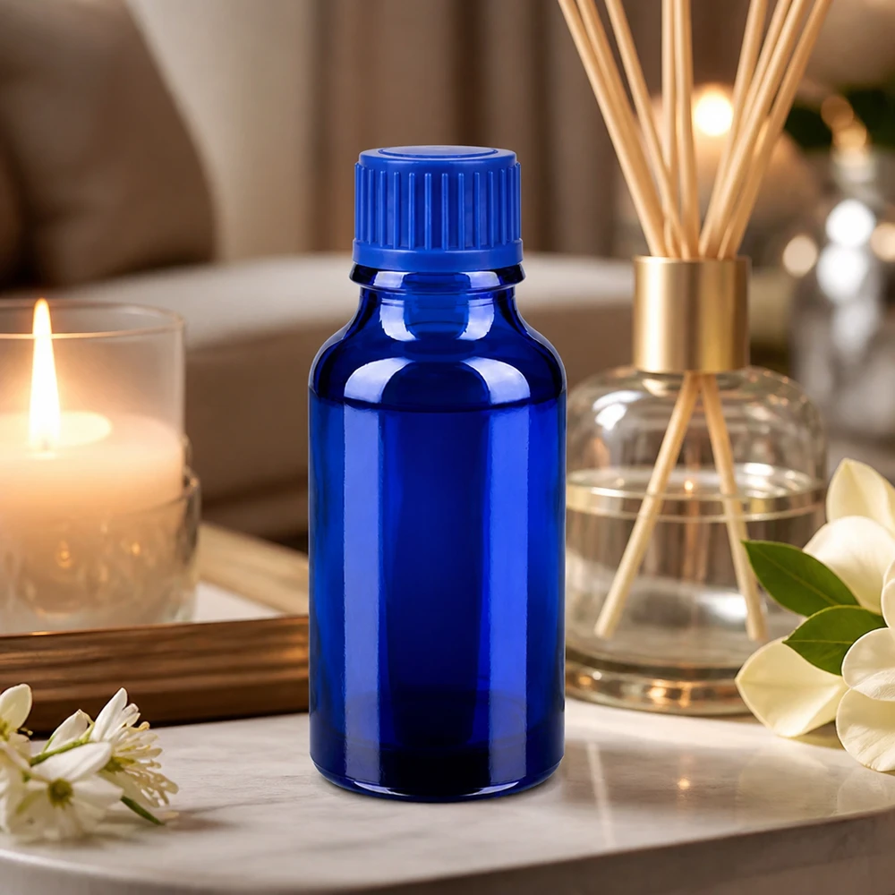 20 ml BlueLine-glasflaske af høj kvalitet med praktisk dråbehætte til kosmetik