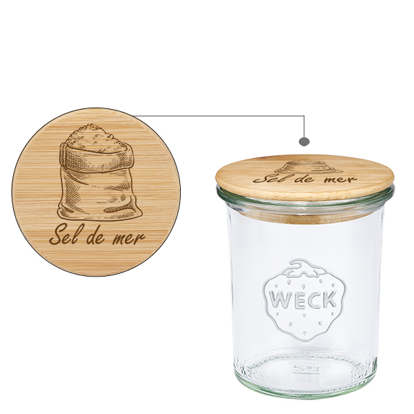 Træcover "Sel de mer" med WECK verre plongeant 160 Træcover "Sel de mer" med WECK verre plongeant 160