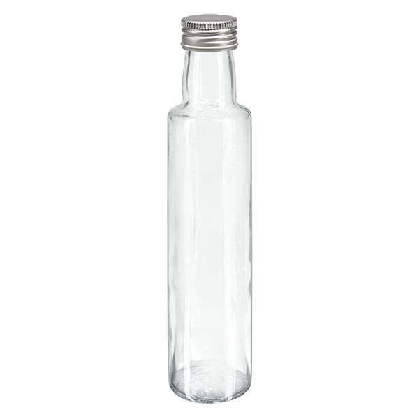 250ml skruelåg rund krystalklar med silb. låg 250ml skruelåg rund krystalklar med silb. låg