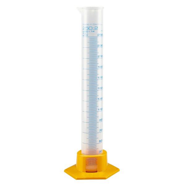 250 ml gradueret PP-målecylinder med gul bund 250 ml gradueret PP-målecylinder med gul bund