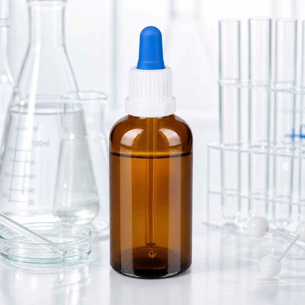 50 ml pipetteflaske hvid/blå OV BrownLine UT18/50 50 ml pipetteflaske i laboratoriekvalitet med UT18-gevind til præcis væskedosering