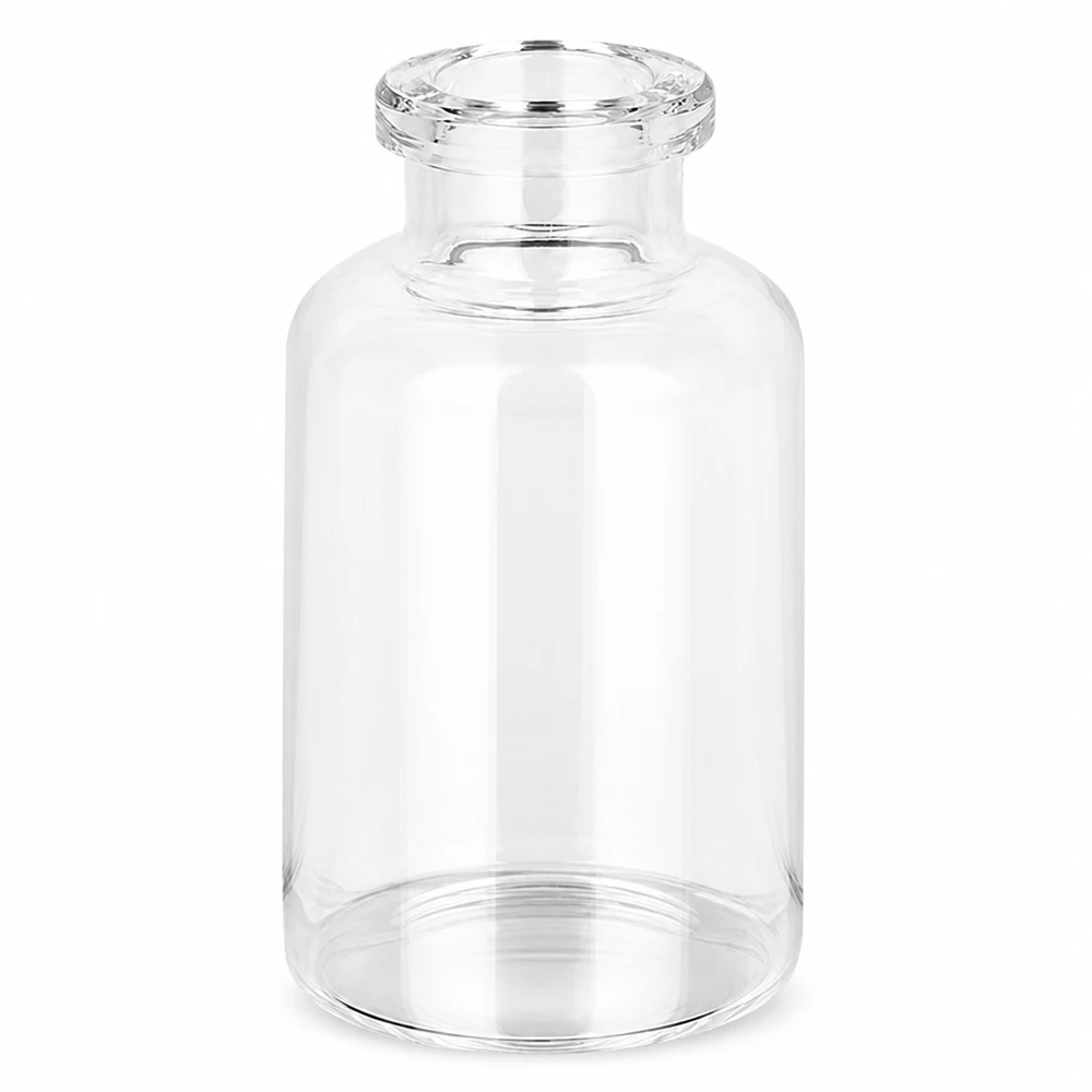 Injektionsflaske i klart glas 20 ml Pharmazeutische Klarglasflasche 20ml für Injektionspräparate mit typischer Vialdosierform