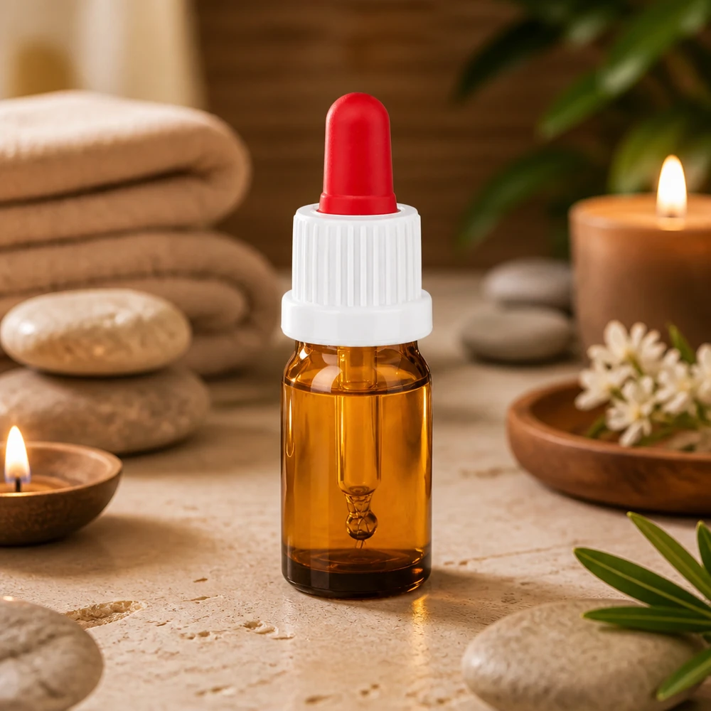 5 ml pipetteflaske hvid/rød OV BrownLine UT18/5 5 ml pipetteflaske BrownLine UT18/5 med rød gummipipette til dråbepræcis påføring af serum