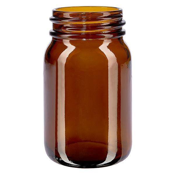 200 ml flaske med bred hals, ravfarvet glas