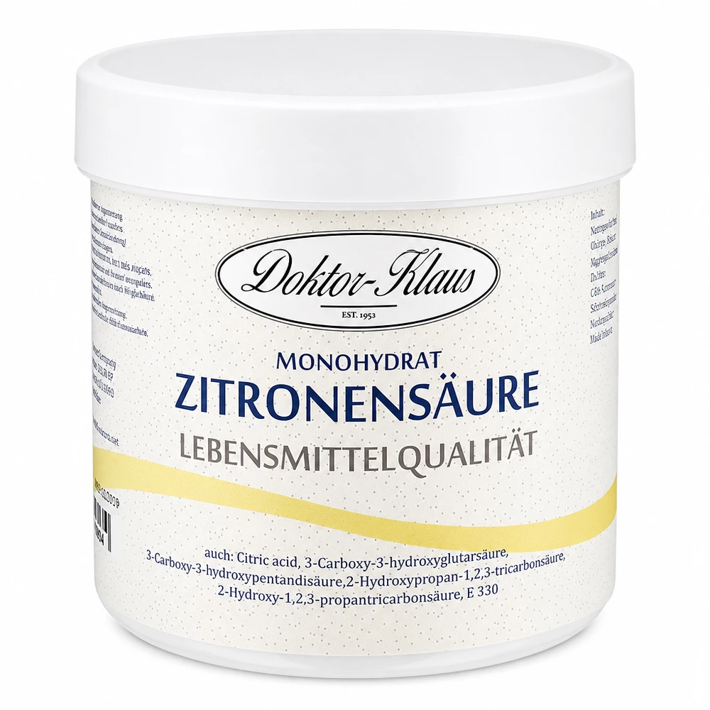 250 g citronsyre Doktor-Klaus 250 g citronsyre Doktor-Klaus i hvid dåse til køkken og husholdning