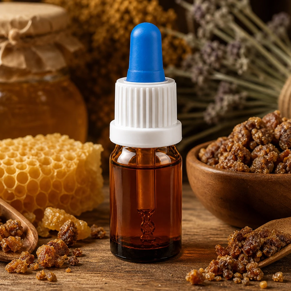 5 ml pipetteflaske hvid/blå OV BrownLine UT18/5 Kompakt 5 ml pipetteflaske af ravfarvet glas med hvidt skruelåg til UV-beskyttelse af naturprodukter