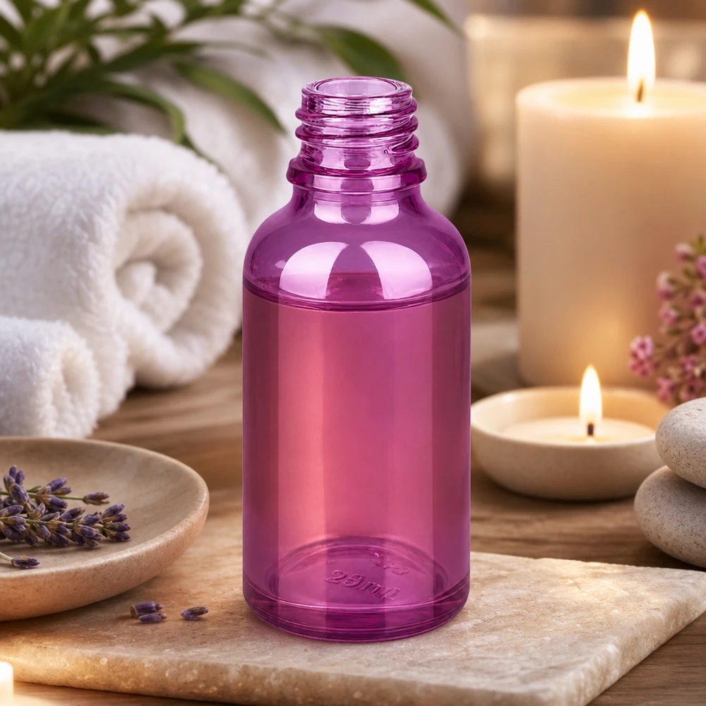 Lille 30 ml PurpleLine-glasflaske i elegant lilla til aromaterapi og wellness