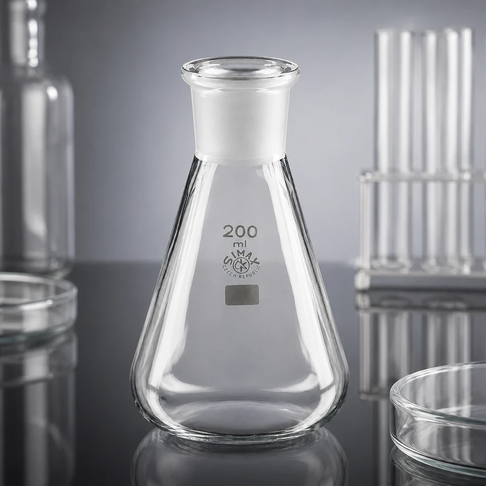 Erlenmeyer-kolbe 200 ml med standard slebet led (29/32) Erlenmeyer-kolbe 200 ml med standard slebet led (29/32)