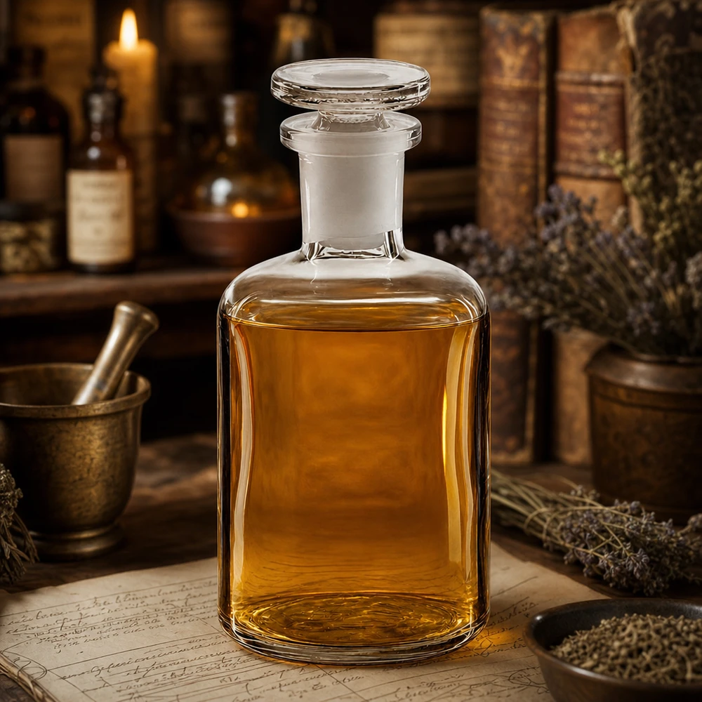 Rund skulderflaske 100 ml klar glasprop med smal hals Lille apotekerflaske, 100 ml, klart glas, smal hals med glasprop til olier og tinkturer