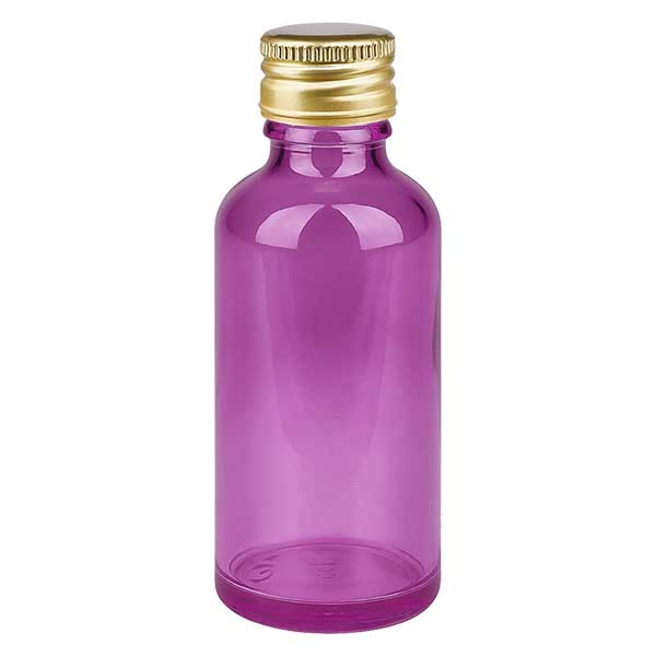 50 ml flaske 11 mm skruelåg aluminium guld standard PurpleLine. UT18/50