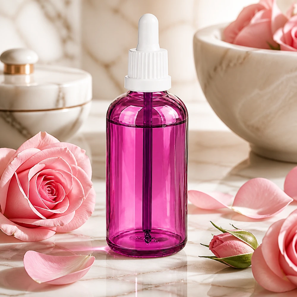 100 ml pipetteflaske hvid Originality skruelåg PurpleLine UT18/100 100 ml pipetteflaske af højkvalitetsglas i et elegant PurpleLine-look til kosmetik