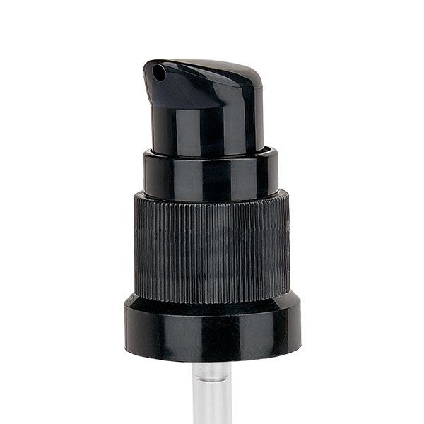 Dispenseringspumpe sort (DIN18, UT18) med standardhætte. Til ApoGlas®, UNiTWIST® & Miron® Apoteksflasker 5-100 ml med 18 mm gevind. Dispenseringspumpe sort (DIN18, UT18) med standardhætte. Til ApoGlas®, UNiTWIST® & Miron® Apoteksflasker 5-100 ml med 18 mm gevind.
