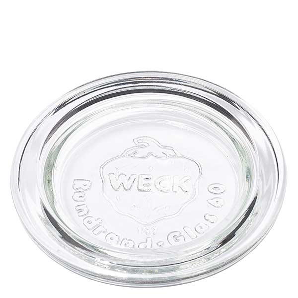 WECK glaslåg RR60 WECK glaslåg RR60 rund transparent med præget logo til syltetøjsglas og konserveringsglas