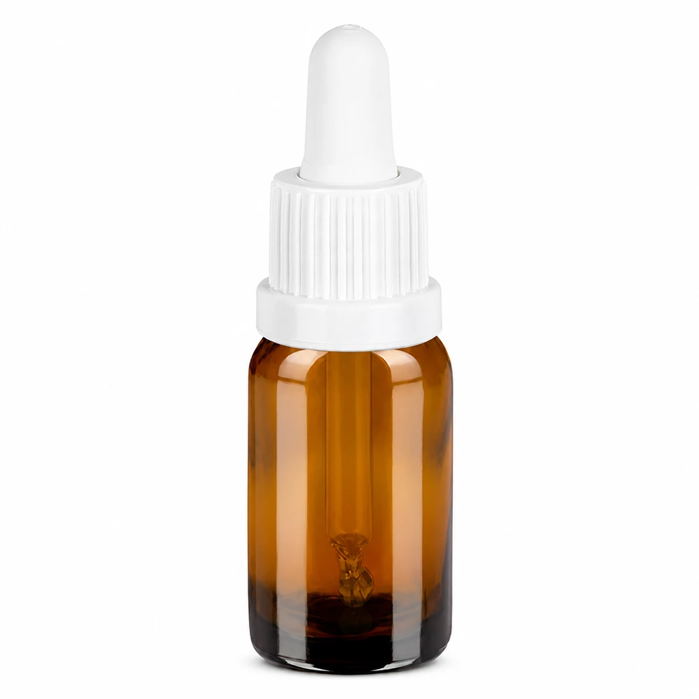 10 ml pipetteflaske hvid OV BrownLine UT18/10 10 ml pipetteflaske af ravfarvet glas med hvid hætte til præcis dosering af væsker