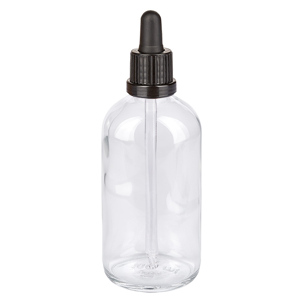 100 ml pipetteflaske sort OV ClearLine UT18/100 100 ml pipetteflaske af klart glas med sort dråbepropp fra ClearLine-serien UT18