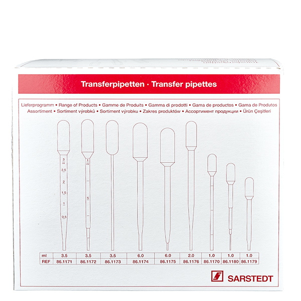 Transferpipette, nominel volumen: 3,5 ml, (LxB): 155 x 12,5 mm, materiale: LD-PE, transparent, dråbestørrelse: 30 µl - 45 µl, 500 stk./karton Transferpipette, nominel volumen: 3,5 ml, (LxB): 155 x 12,5 mm, materiale: LD-PE, transparent, dråbestørrelse: 30 µl - 45 µl, 500 stk./karton