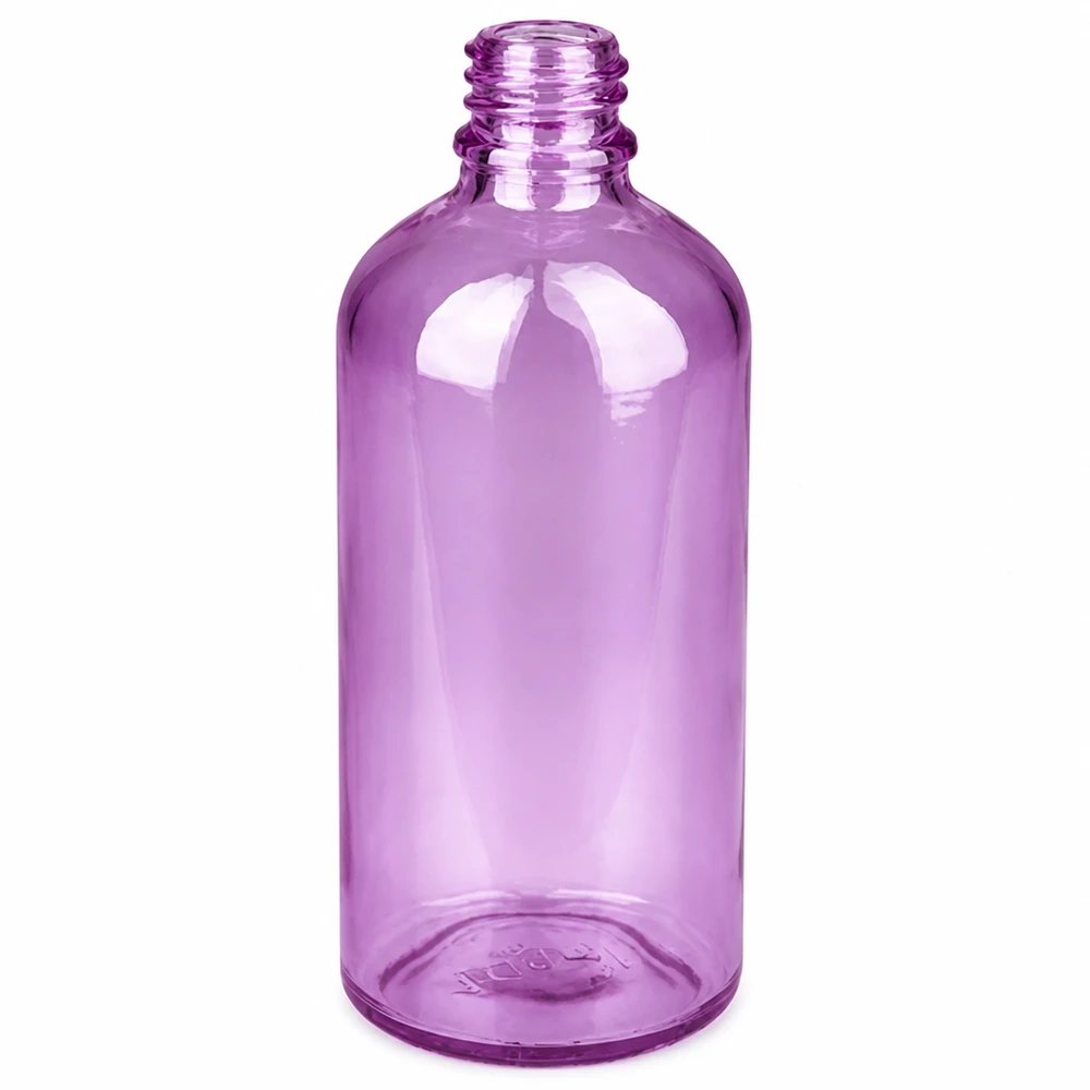 100 ml næsesprayflaske hvid/transparent standard PurpleLine UT18/100 Lilla næsesprayflaske 100 ml lavet af PET-materiale med UT18-standardgevind til medicinske anvendelser