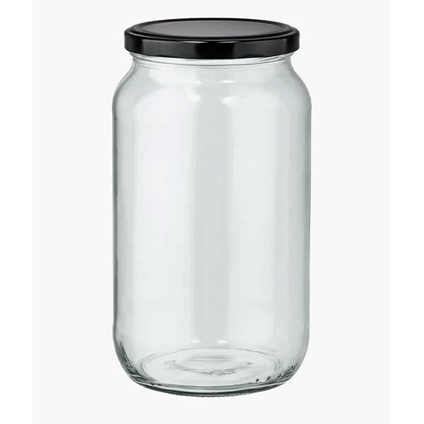 1062 ml rund krukke med BasicSeal-låg sort UNiTWIST