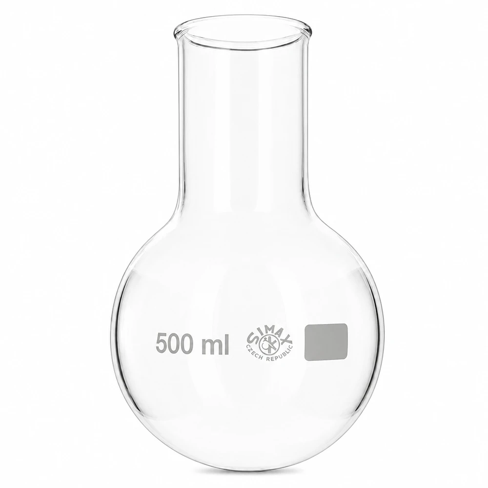 Kolbe med rund bund 500 ml bred hals Flaske med bred mund og rund bund på 500 ml med stor åbning for nem påfyldning og rengøring