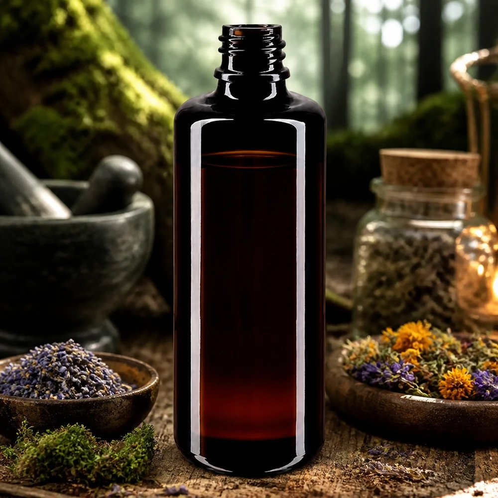 Flaske i violet glas 100 ml DIN 18 (Mironglas) 100 ml Orion-dråbeflaske af høj kvalitet lavet af violet Miron-glas til aromaterapi og naturkosmetik