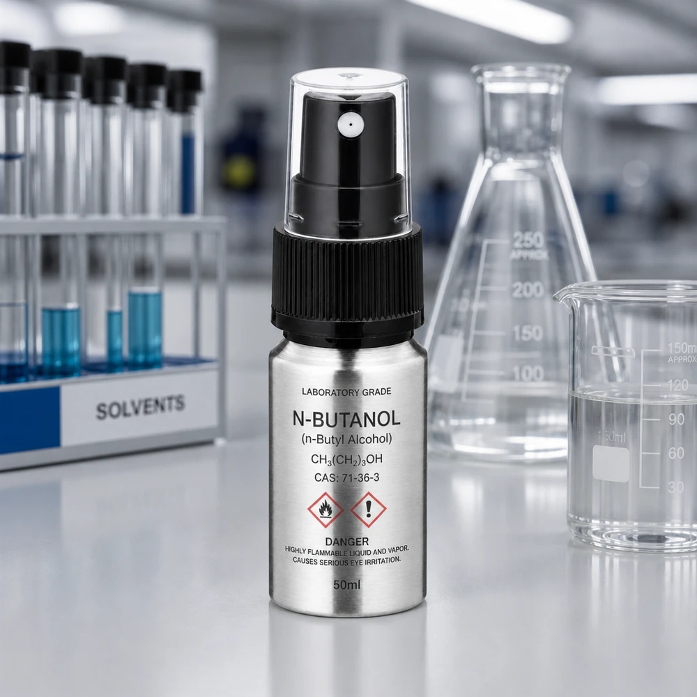10 ml flaske i poleret aluminium med forstøver Poleret 10 ml aluminiumsflaske af høj kvalitet med forstøver til laboratoriebrug og kosmetiske produkter