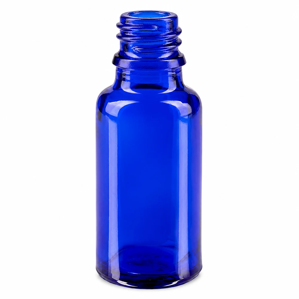 Dropperflaske 20 ml DIN 18 BLÅT GLAS 20 ml blå apoteksflaske lavet af ApoGlas af høj kvalitet til medicin og tinkturer