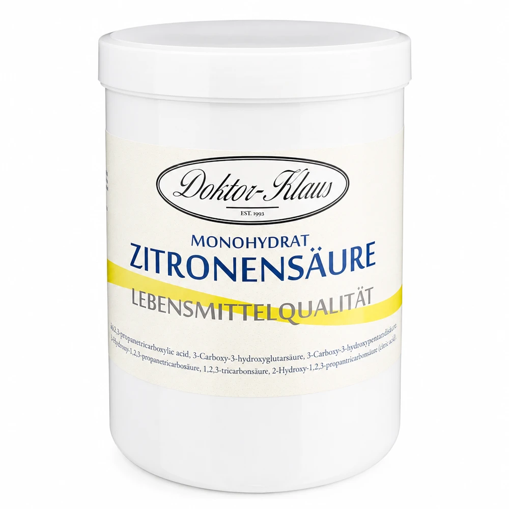 1000g citronsyre Doktor-Klaus 1000 g citronsyre Doktor-Klaus monohydrat i hvid plastdåse til fødevarekvalitet