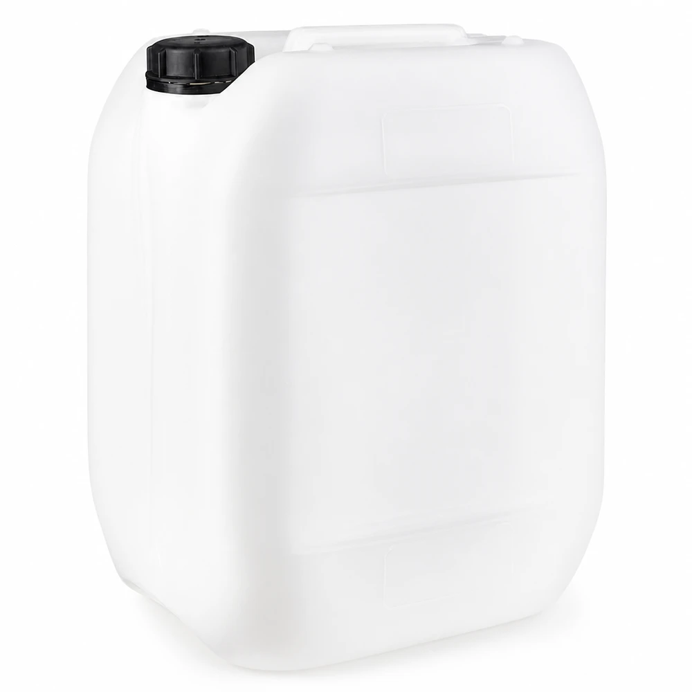 Hvid 10-liters plastdunk med sort skruelåg og bærehåndtag