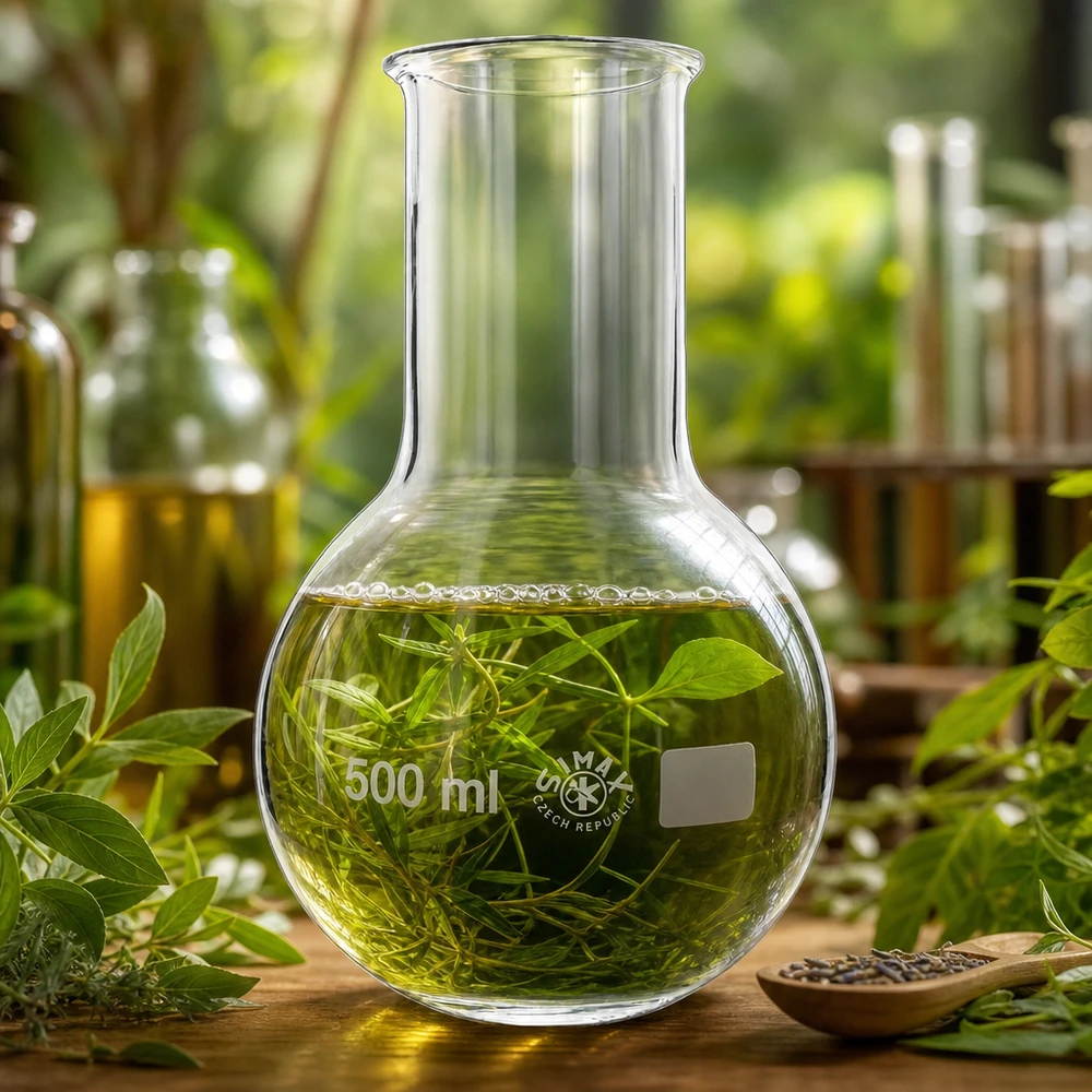 Lommelærke 500 ml med bred hals Professionel laboratoriekolbe 500 ml lavet af varmebestandigt glas til botaniske ekstrakter