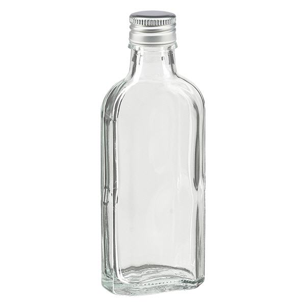 100 ml Meplat klar med aluminiumshætte sølv PP22 100 ml Meplat klar med aluminiumshætte sølv PP22