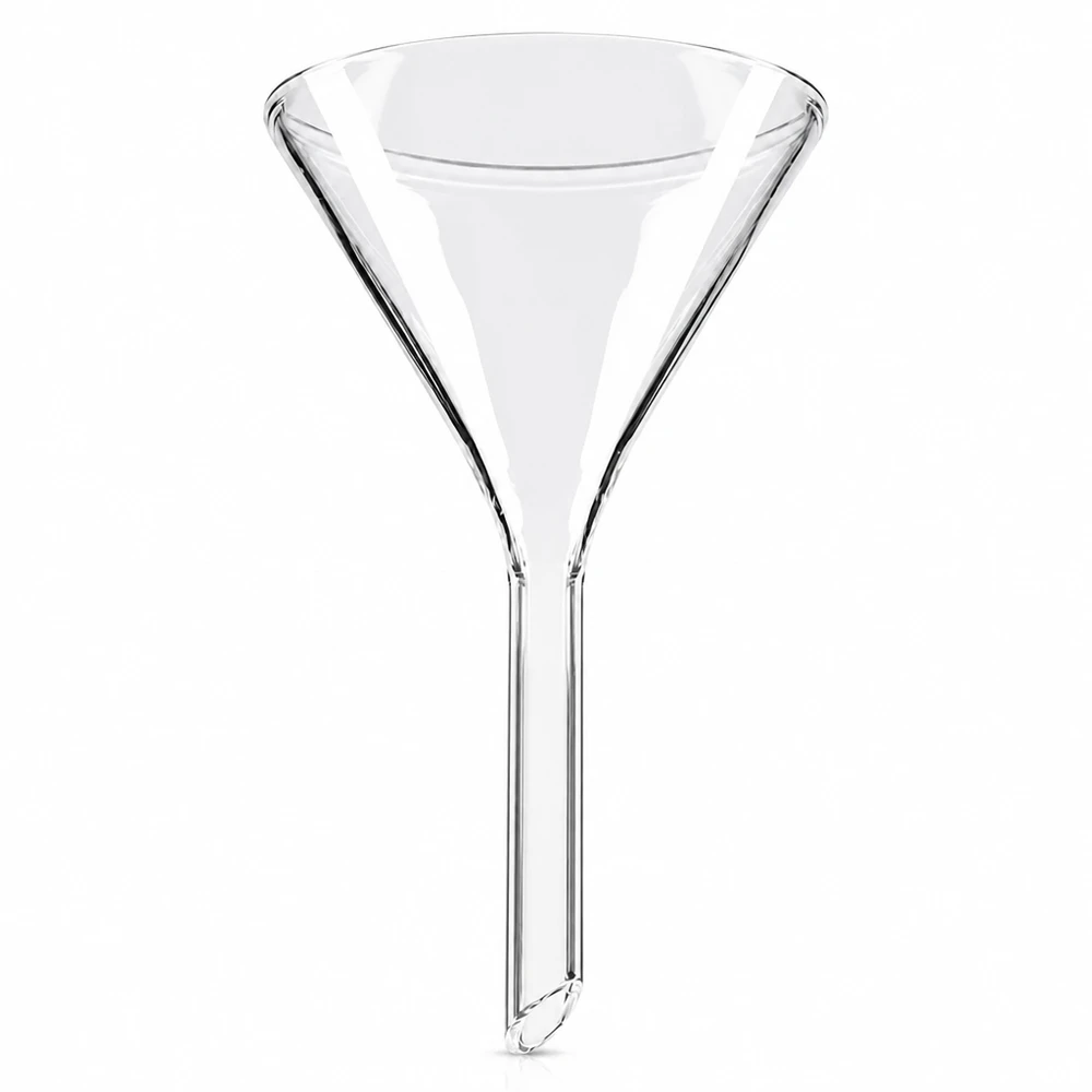 Tragt Ø 55mm sodakalk, vinkel 60°, kort model Glastragt 55 mm i diameter lavet af soda-lime-glas med 60 graders vinkel og kort stilk