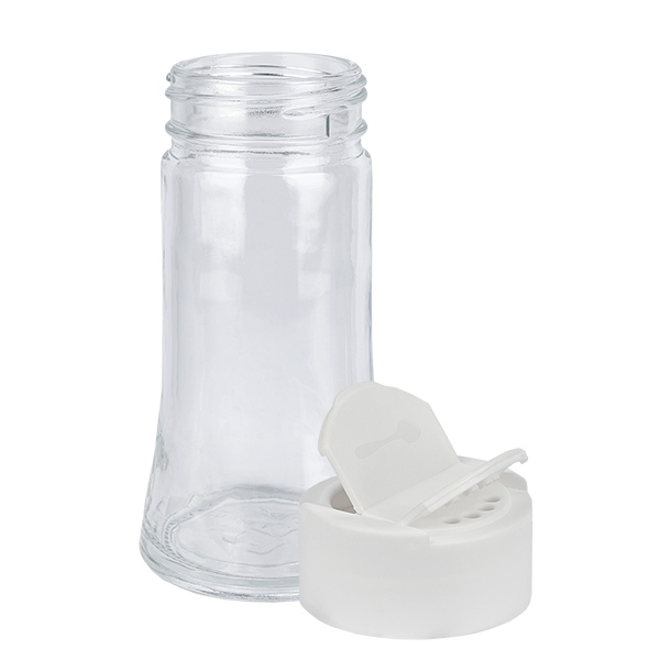 Salt-/krydderikrukke 95 ml med dobbelt strøer, hvid Salt-/krydderikrukke 95 ml med dobbelt strøer, hvid