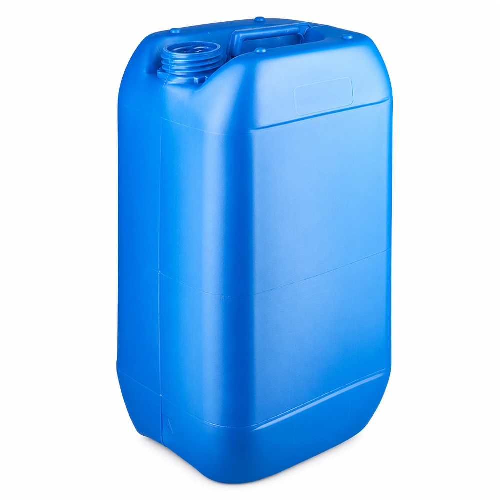 Kanister 15 liter blå uden låg Blå plastdunk på 15 liter uden låg, fremstillet af HDPE, til sikker opbevaring af væsker