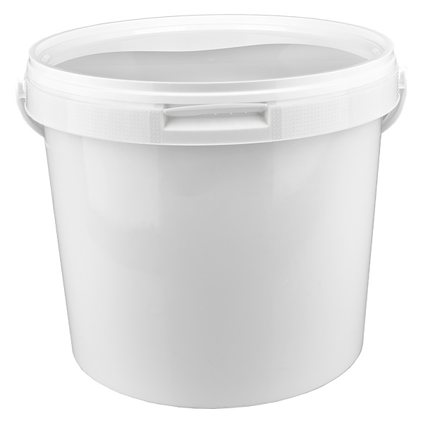 5,6 liters spand af hvid PP-plast med låg 5,6 liters spand af hvid PP-plast med låg