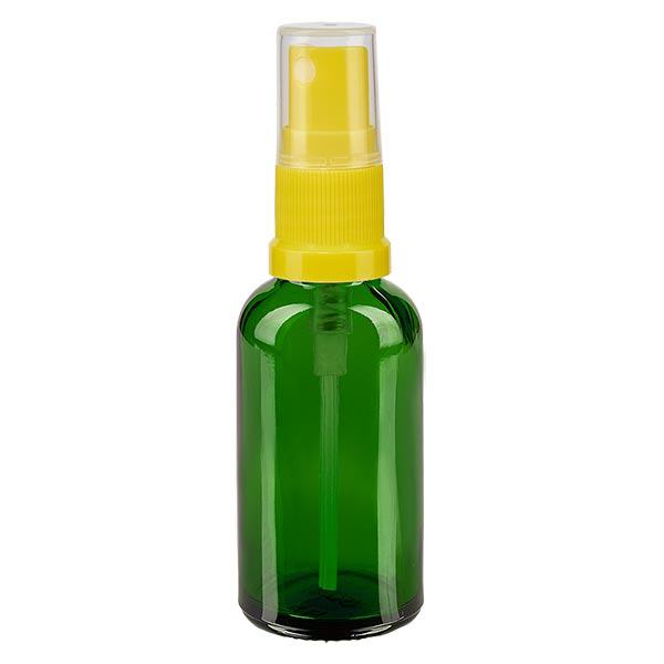Apotekerflaske grøn 30 ml spraytop gul
