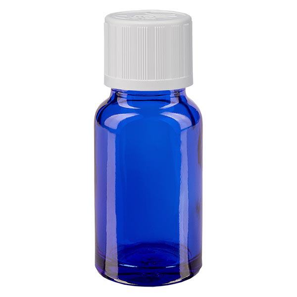 Apoteksflaske blå 10 ml skruelåg hvid KiSi St Apoteksflaske blå 10 ml skruelåg hvid KiSi St