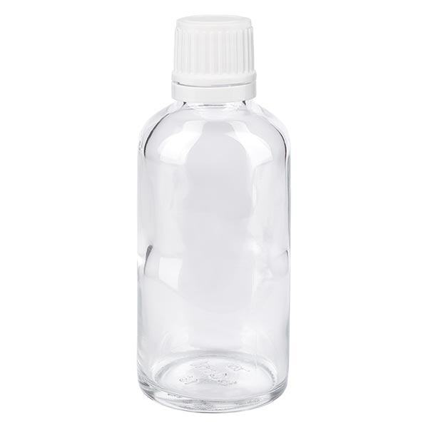 Apoteksflaske klar 50 ml drypflaske 1,2 mm hvid OV Apoteksflaske klar 50 ml drypflaske 1,2 mm hvid OV