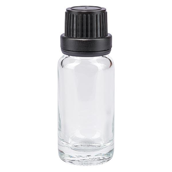 Apoteksflaske klar 10ml dryp v. Pr. 2mm sort OV Apoteksflaske klar 10ml dryp v. Pr. 2mm sort OV