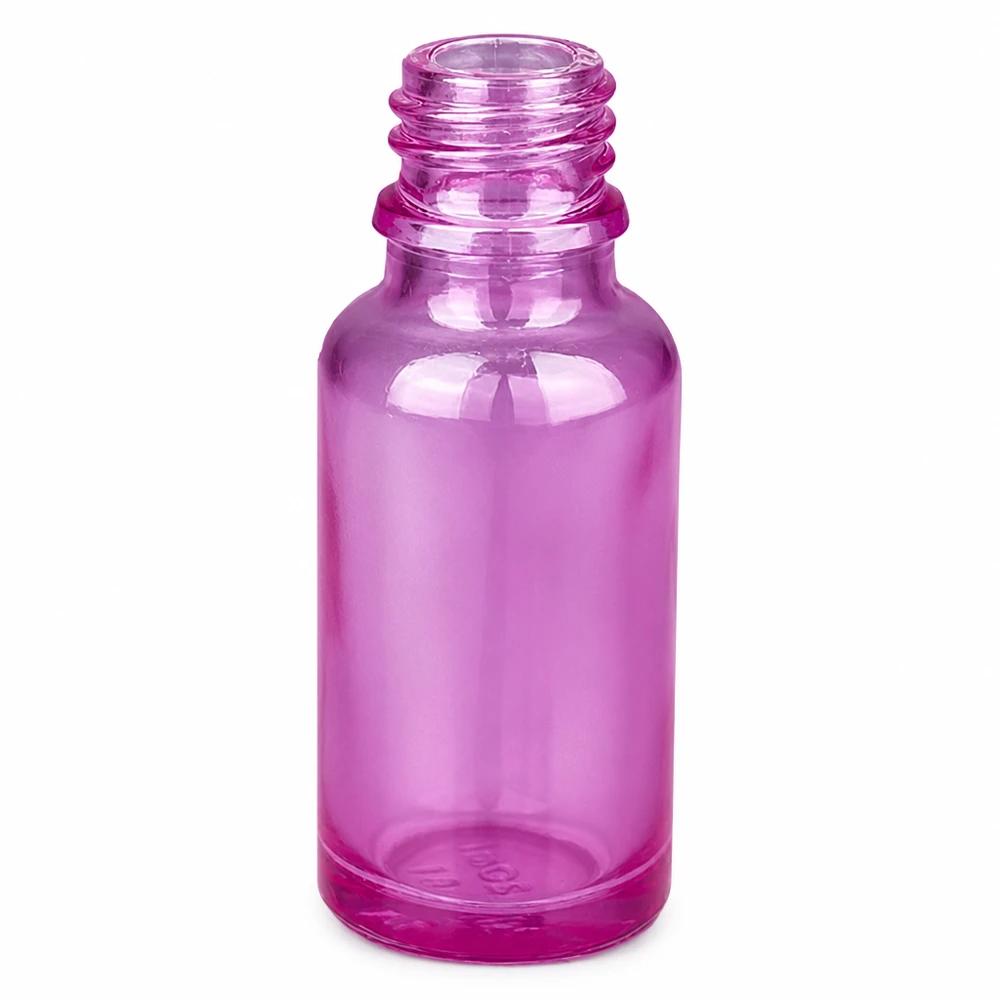20 ml sprayflaske hvid/transparent Standard PurpleLine UT18/20 20 ml lilla, gennemsigtig glasflaske med skruegevind til æteriske olier og serum