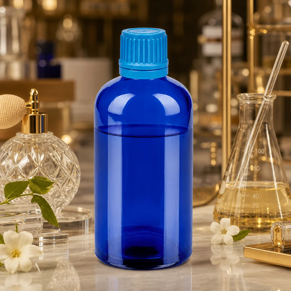 Professionel 100 ml BlueLine-glasflaske med UT18-gevind til laboratorier og apoteker