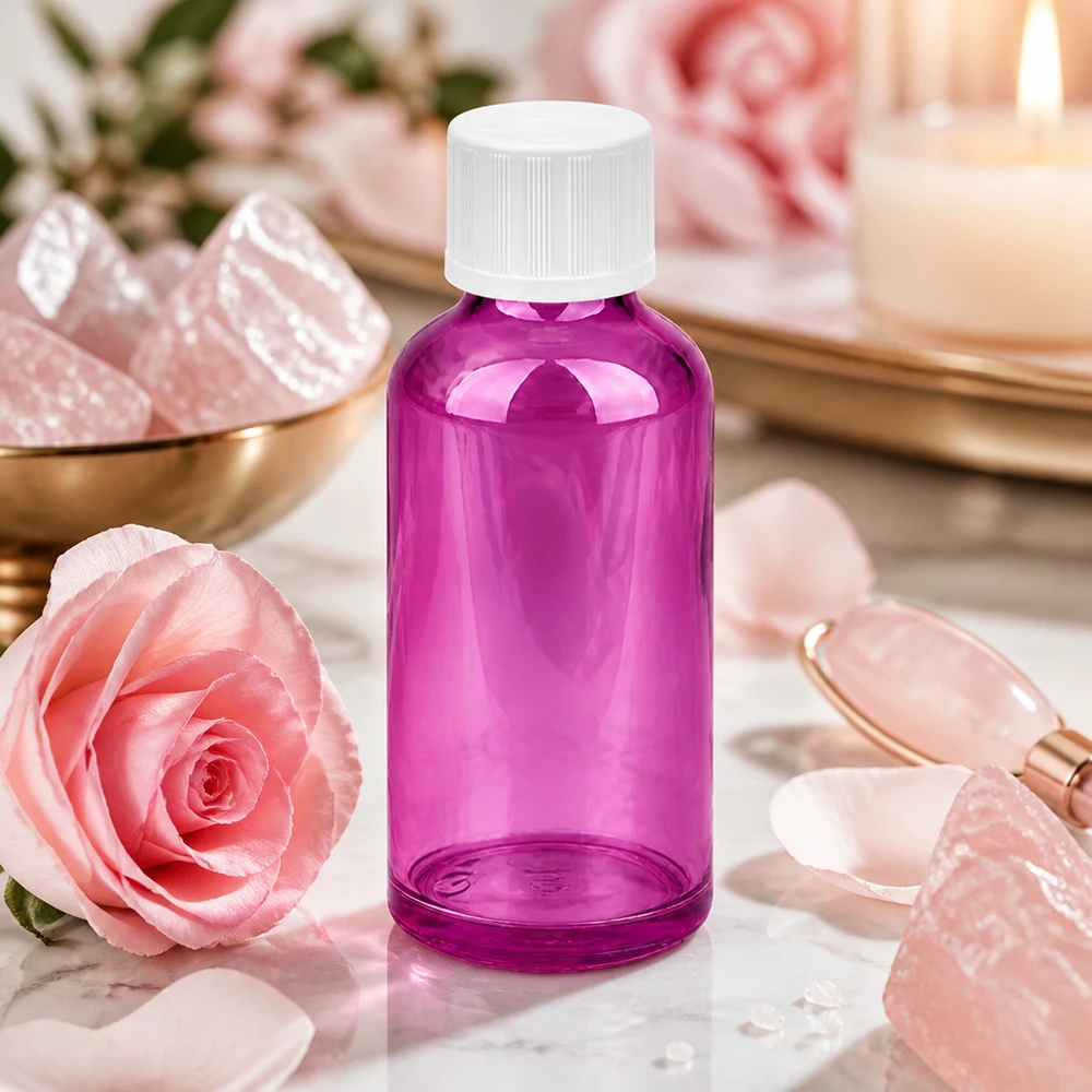 50 ml dråbeflaske 1,2 mm hvid Standard børnesikret PurpleLine.UT18/50 Kompakt 50 ml dråbeflaske i elegant lilla design med børnesikret hætte til hjemmebrug
