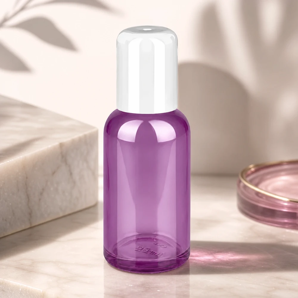 30 ml roll-on-flaske hvid standard PurpleLine UT18/30 Roll-on-flaske i glas af høj kvalitet, 30 ml, i lilla farve med praktisk roll-on-låg