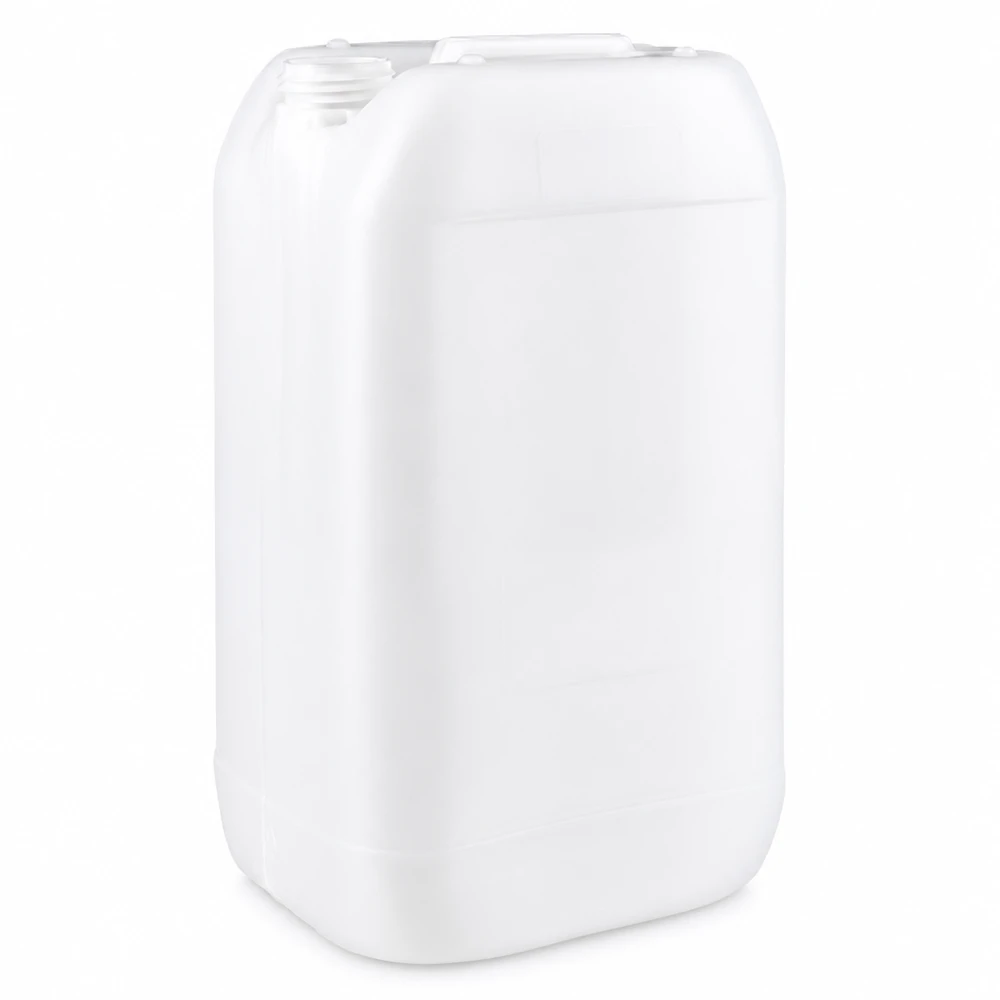 Hvid 15-liters plastdunk uden låg, fremstillet af HDPE, til sikker opbevaring af væsker