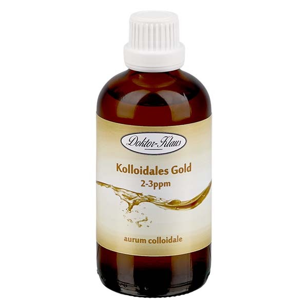100 ml kolloidt guld Doktor-Klaus, 2-3ppm, ravfarvet glasflaske med tamper-evident lukning 100 ml kolloidt guld Doktor-Klaus, 2-3ppm, ravfarvet glasflaske med tamper-evident lukning